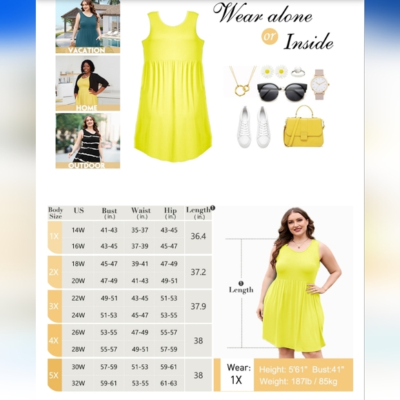 AUSLOOK PLUS SIZE Summer Tank Dress with Pockets - Picture 6 of 7